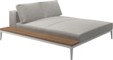Gloster Grid Left / Right Chill Chaise Unit - Teak Platform White Grade B (WR) Blend Linen 0146 