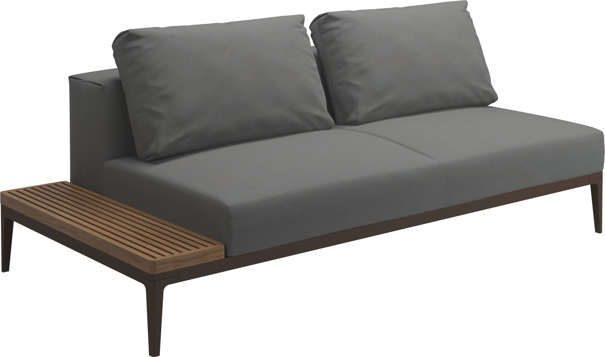 Gloster Grid Left / Right End Table Unit - Teak Platform Java Grade B (WR) Blend Fog 0145 