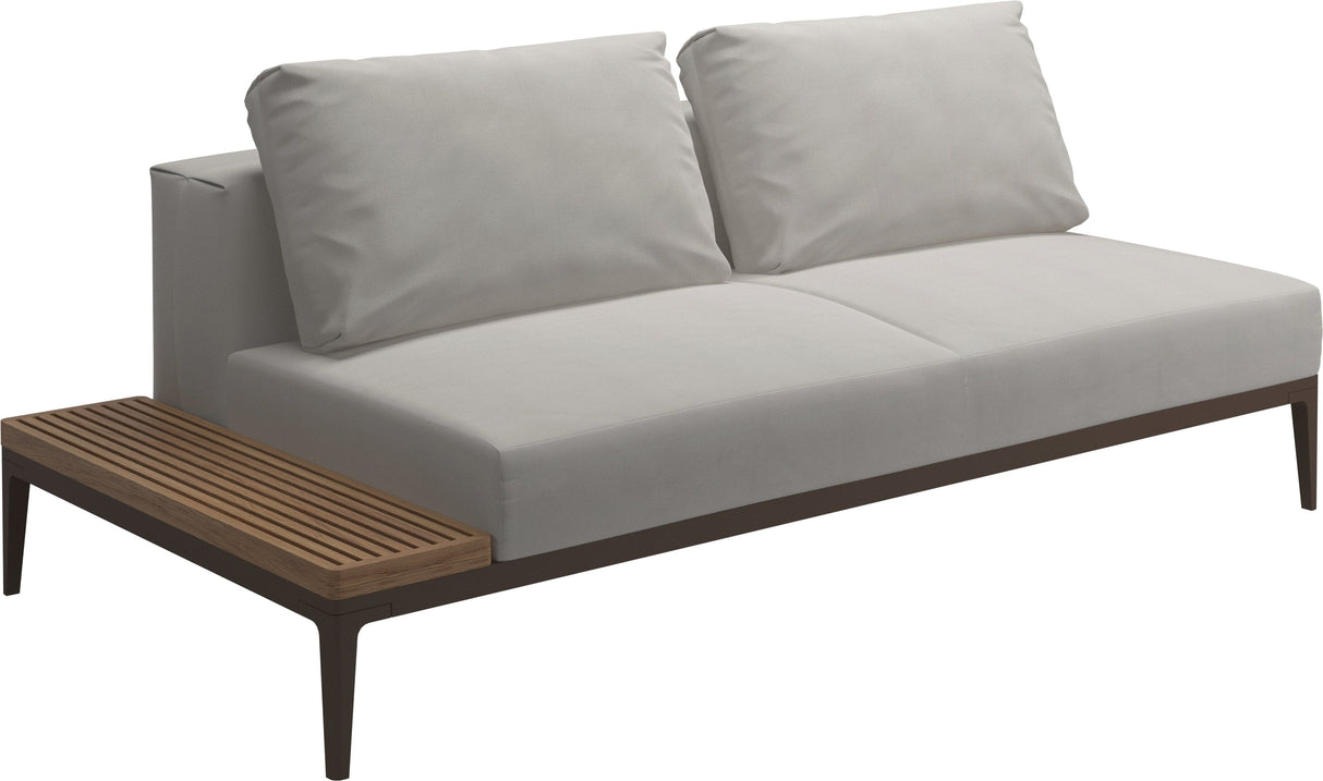 Gloster Grid Left / Right End Table Unit - Teak Platform Java Grade B (WR) Blend Linen 0146 