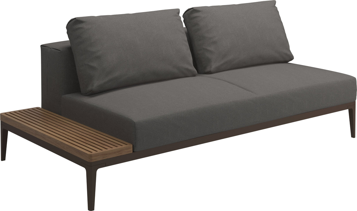 Gloster Grid Left / Right End Table Unit - Teak Platform Java Grade B (WR) Cameron Granite 0050 