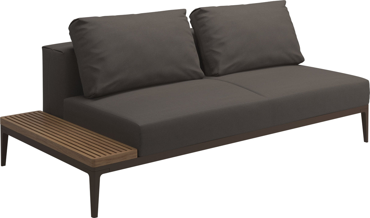 Gloster Grid Left / Right End Table Unit - Teak Platform Java Grade C (OP) Robben Charcoal 0083 