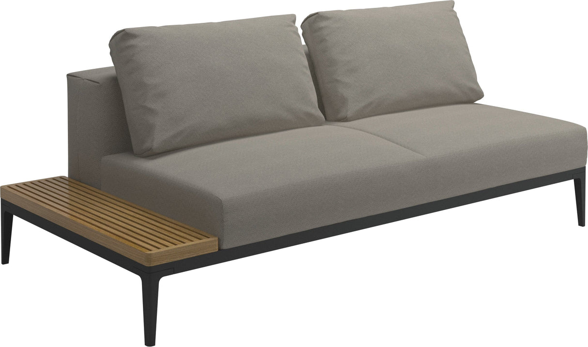 Gloster Grid Left / Right End Table Unit - Teak Platform Meteor Grade C (OP) Robben Grey 0085 