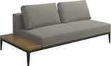 Gloster Grid Left / Right End Table Unit - Teak Platform Meteor Grade C (OP) Robben Grey 0085 