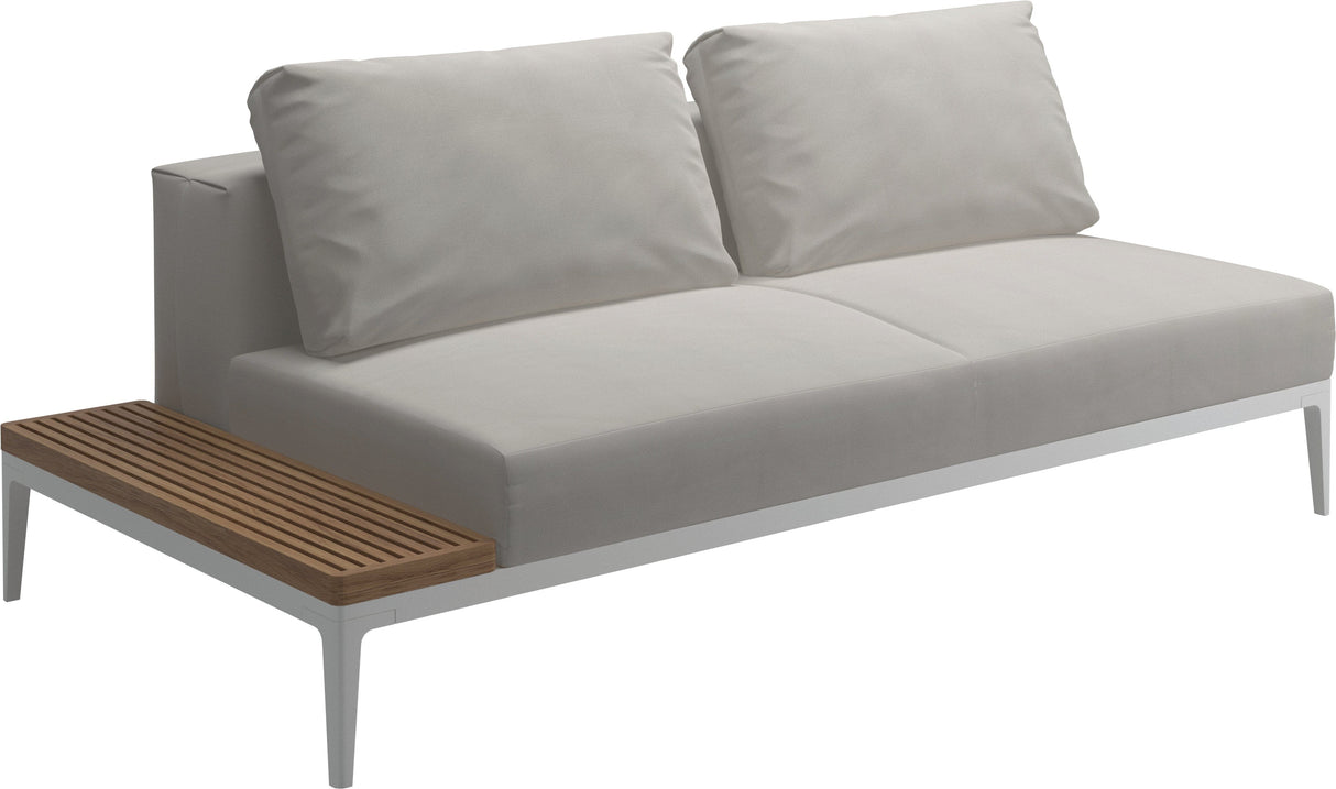 Gloster Grid Left / Right End Table Unit - Teak Platform White Grade B (WR) Blend Linen 0146 