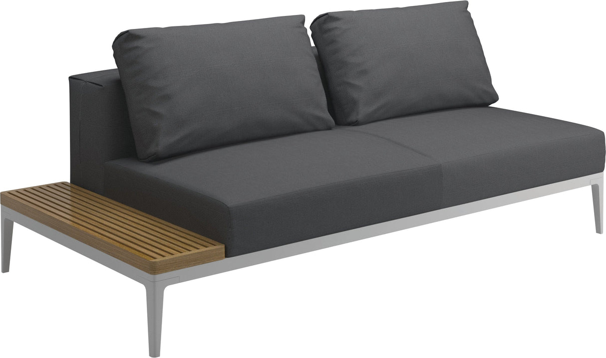 Gloster Grid Left / Right End Table Unit - Teak Platform White Grade B (WR) Cameron Anthracite 0001 