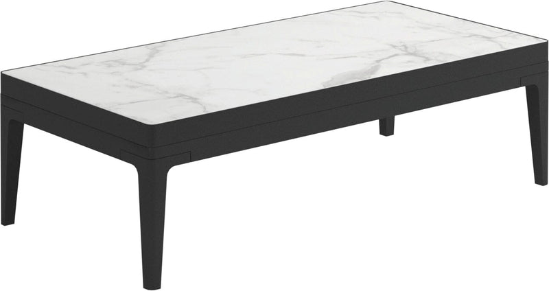 Gloster Grid Small Coffee Table - Table basse 103x50cm h:30cm - Ceramic Top Meteor / Bianco Ceramic Top 