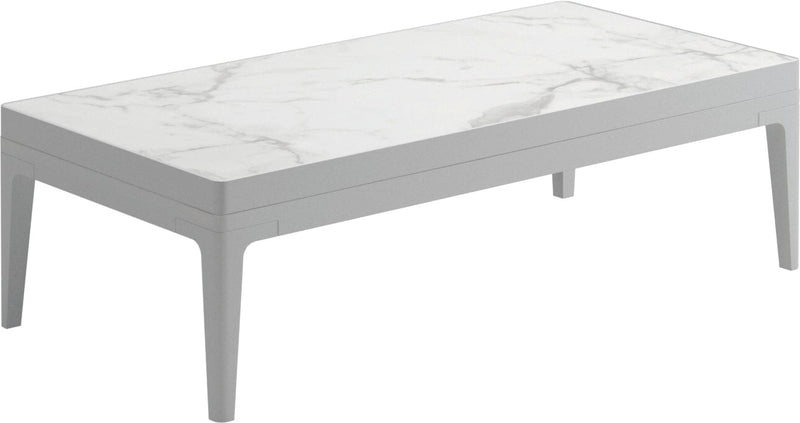 Gloster Grid Small Coffee Table - Table basse 103x50cm h:30cm - Ceramic Top White / Bianco Ceramic Top 