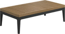 Gloster Grid Small Coffee Table - Table basse 103x50cm h:30cm - Teak Top Meteor / Teak 