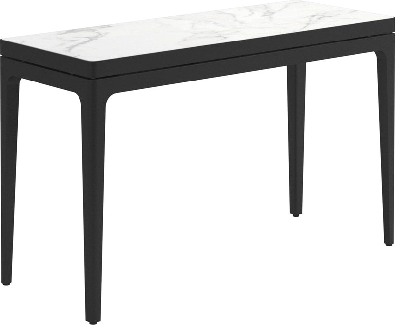Gloster Grid Small Console Table - 103x40cm h:63cm - Ceramic Top Meteor / Bianco Ceramic Top 