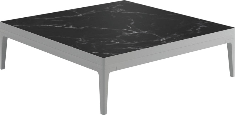 Gloster Grid Square Coffee Table - Table basse 103x103cm h:30cm - Ceramic Top White / Nero Ceramic Top 