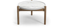 Gloster Sepal Side Table - Table basse ronde Ø60cm h:41cm Teak / White / Bianco Ceramic 