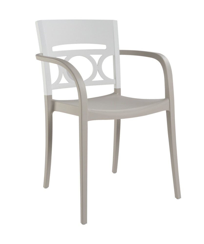 Grosfillex Moon Fauteuil repas empilable Blanc / Lin 