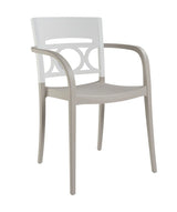 Grosfillex Moon Fauteuil repas empilable Blanc / Lin 