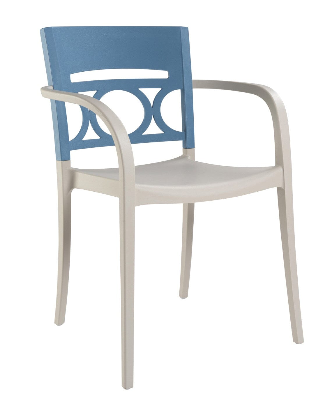 Grosfillex Moon Fauteuil repas empilable Bleu Orage / Lin 