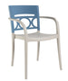 Grosfillex Moon Fauteuil repas empilable Bleu Orage / Lin 
