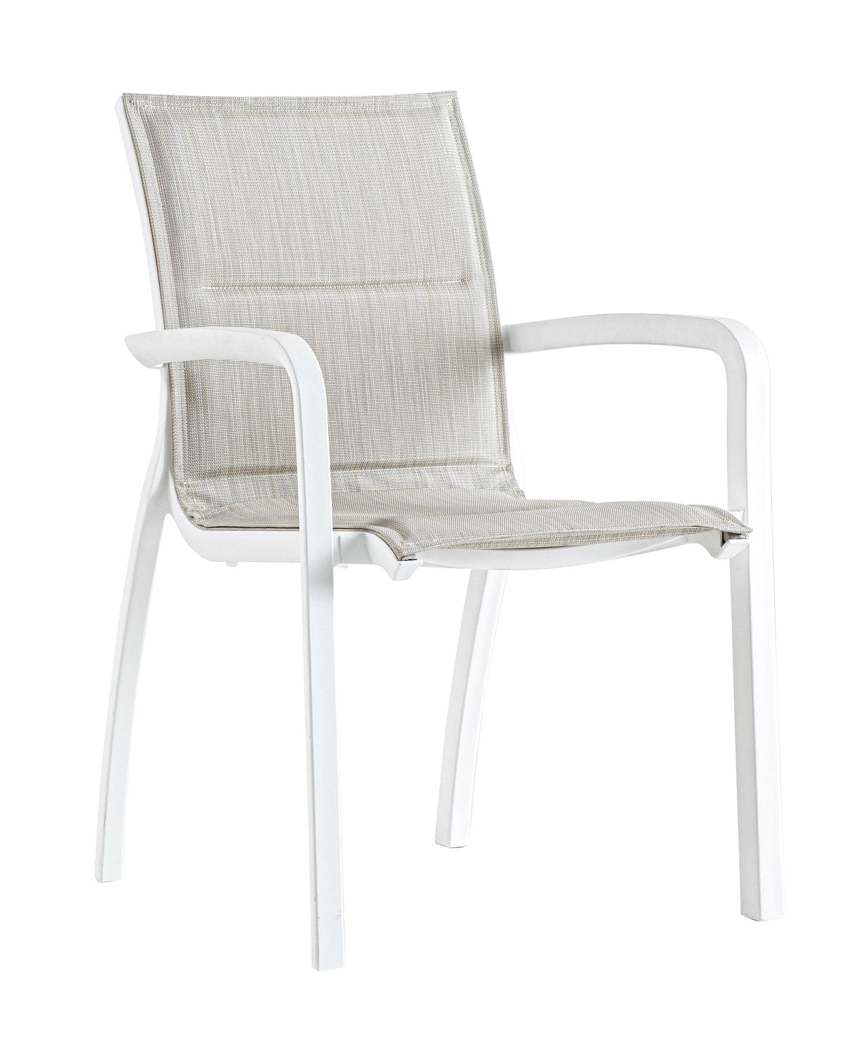 Grosfillex Sunset Confort Fauteuil repas Blanc Glacier / T33 Beige Chiné 