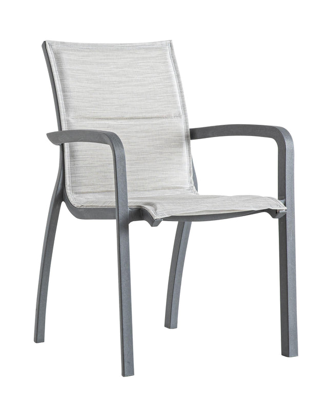 Grosfillex Sunset Confort Fauteuil repas Noir Volcanic / T34 Gris Chiné 