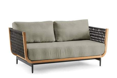 Hunn Göteborg Canapé 2 places Teak avec cordes Natté Taupe 