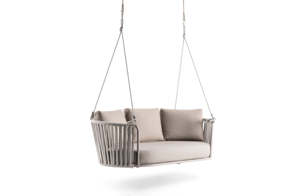 Hunn Granada Canapé 2 places suspendu avec Cordes Taupe avec coussins beige 