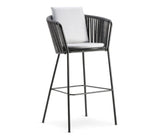 Hunn Granada Chaise haute avec Cordes Noir avec coussins gris 