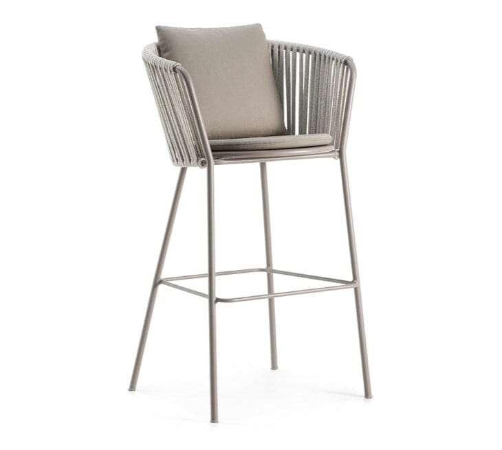 Hunn Granada Chaise haute avec Cordes Taupe avec coussins taupe 