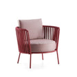 Hunn Granada Fauteuil club avec Cordes Rouge rubis avec coussins rouge clair 