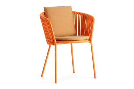 Hunn Granada Fauteuil repas avec Cordes Orange avec coussins orange 