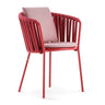 Hunn Granada Fauteuil repas avec Cordes Rouge avec coussins rouge clair 