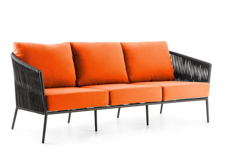 Hunn Kapstadt Canapé 3 places avec Cordes Anthracite Solid Orange 