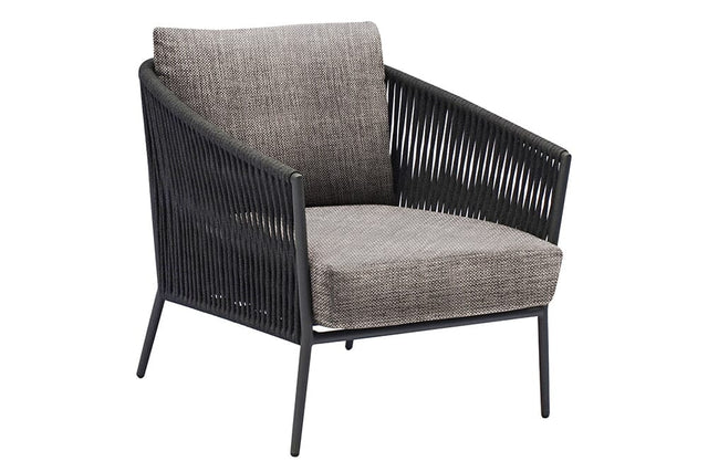 Hunn Kapstadt Fauteuil Club Lounge avec Cordes Anthracite Kuba Gris 