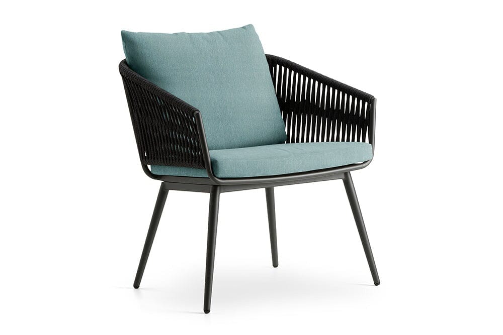 Hunn Kapstadt Fauteuil repas avec Cordes Anthracite Kuba Bleu Clair 