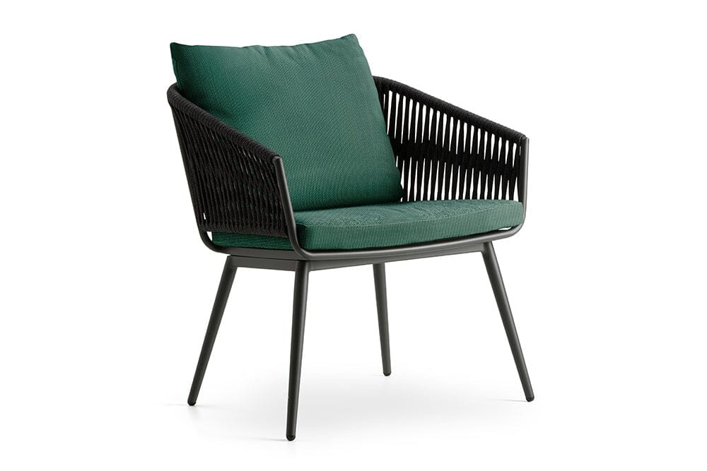 Hunn Kapstadt Fauteuil repas avec Cordes Anthracite Solid Vert Sapin 