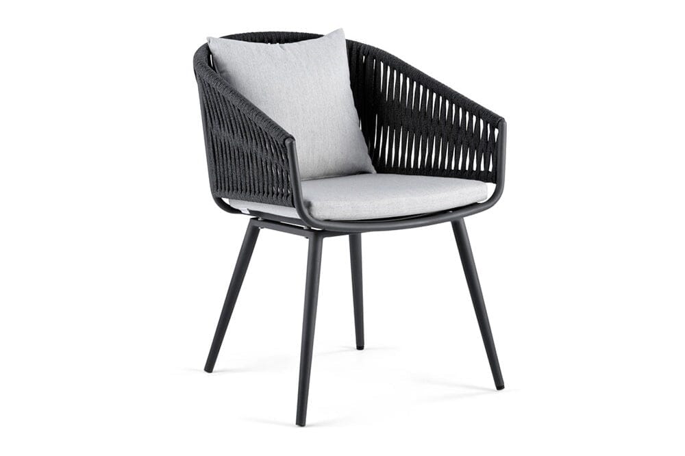 Hunn Kapstadt Fauteuil repas avec Cordes, coussins en sus Anthracite - anthracite 