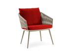 Hunn Kapstadt Fauteuil repas avec Cordes Taupe Solid Rouge 