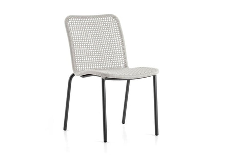 Hunn Palma Chaise repas Anthracite avec Cordes Gris argent 