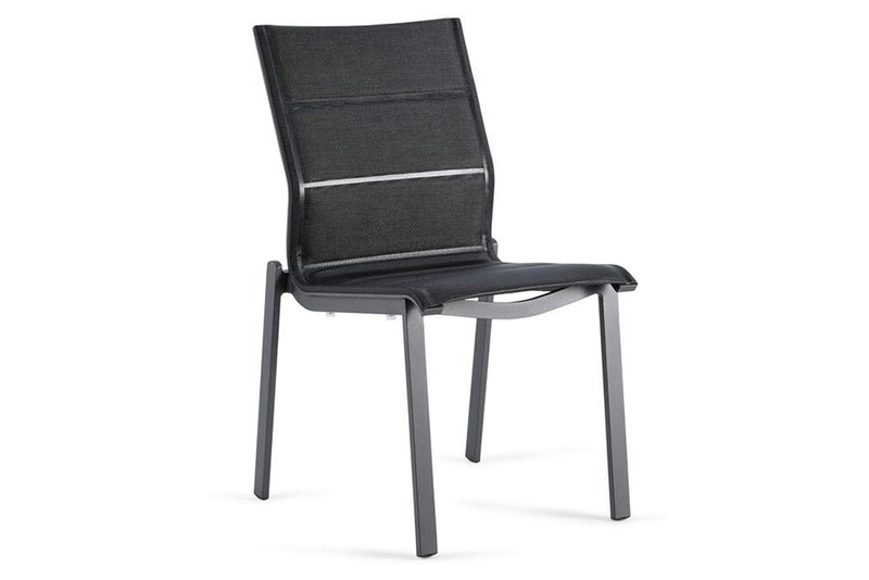 Hunn Porto Aluminium Chaise repas avec toile double rembourrée Noir 