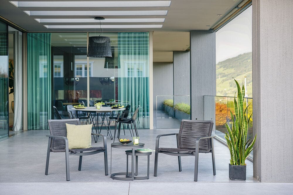 Hunn Porto Aluminium Fauteuil Club Lounge avec cordes 