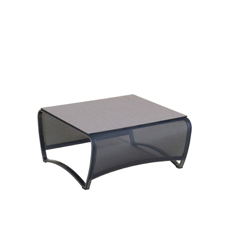 Les Jardins Jet Stream Table basse carrée 70x70cm Gris espace / Toile Ardoise / HPL décor Céramique grise 