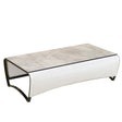 Les Jardins Jet Stream Table basse rectangulaire 120x70cm Gris espace / Toile Eden Blanc chiné / HPL décor Béton 
