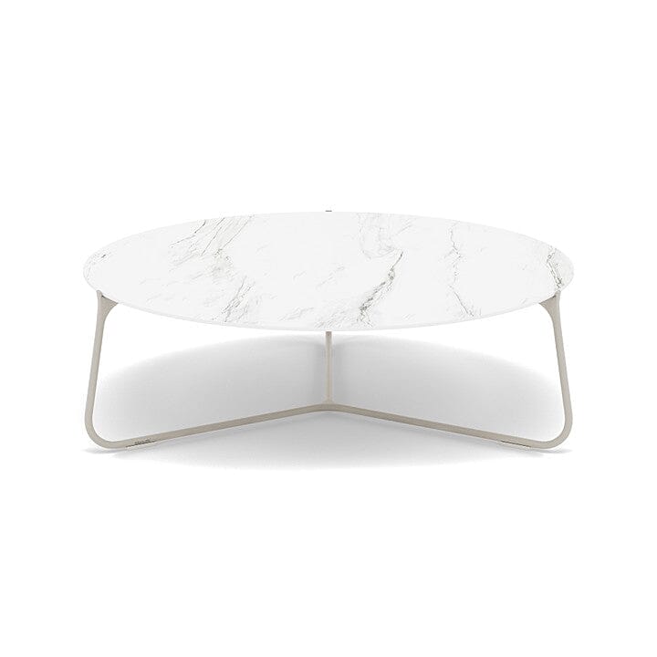 Manutti Mood Coffee table - Table basse ronde Ø 100cm h:33cm Plateau Céramique ou HPL Flint SF13 Ceramic Marble White 12mm 5K58 