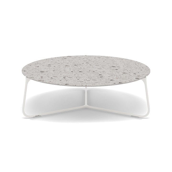 Manutti Mood Coffee table - Table basse ronde Ø 100cm h:33cm Plateau Céramique ou HPL White SF08 Ceramic Fossil 12mm 5K53 