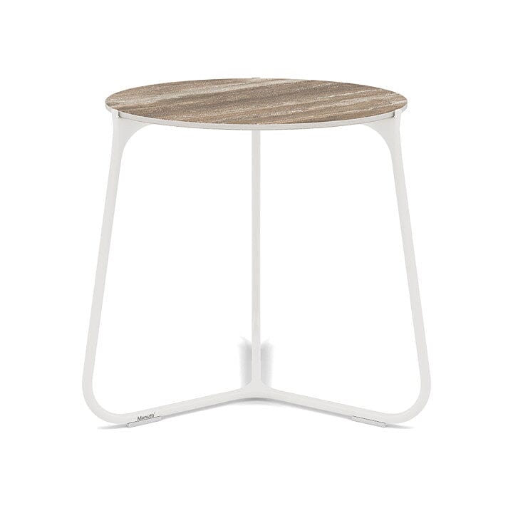 Manutti Mood Coffee table - Table basse ronde Ø 42cm h:45cm Plateau Céramique ou HPL White SF08 Ceramic Travertin 12mm 5K54 