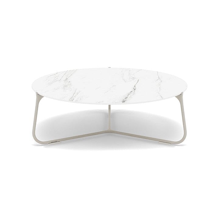 Manutti Mood Coffee table - Table basse ronde Ø 80cm h:28cm Plateau Céramique ou HPL Flint SF13 Ceramic Marble White 12mm 5K58 