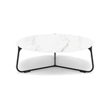 Manutti Mood Coffee table - Table basse ronde Ø 80cm h:28cm Plateau Céramique ou HPL Lava SF10 Ceramic Marble White 12mm 5K58 