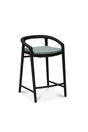 Manutti Solid Barstool 61 avec dossier, coussin en sus Teak brushed nero 