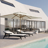 Manutti Sunrise Lounger Teak avec accoudoirs, coussins en sus 