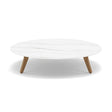 Manutti Torsa Table ø100cm A 25h Hauteur: 25cm Teak natural Céramique Marble White 12mm (5K58) 