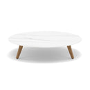 Manutti Torsa Table ø100cm A 25h Hauteur: 25cm Teak natural Céramique Marble White 12mm (5K58) 