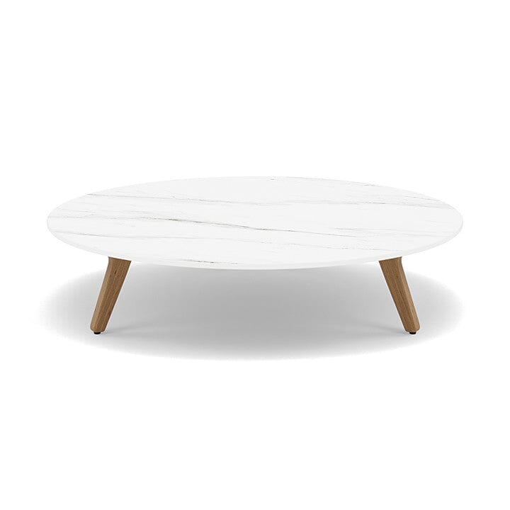 Manutti Torsa Table ø100cm A 25h Hauteur: 25cm Teak natural Céramique Marble White 12mm (5K58) 