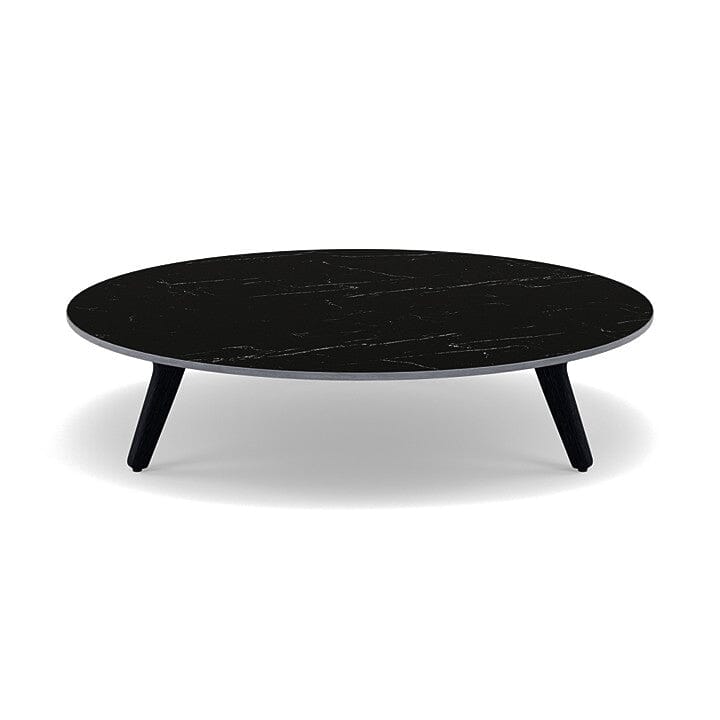 Manutti Torsa Table ø100cm A 25h Hauteur: 25cm Teak nero Céramique Marble Black 12mm (5K59) 
